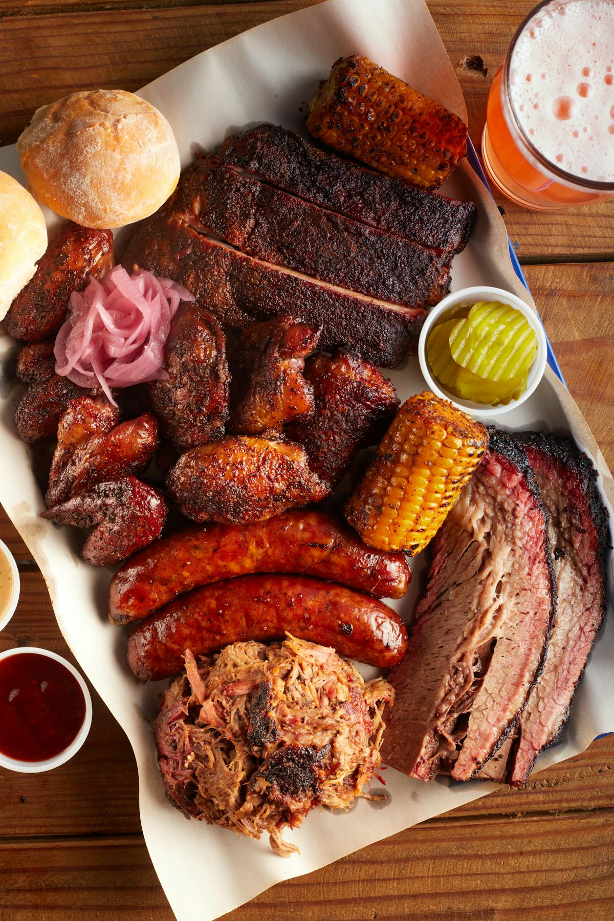 Pitmaster's Box — BBQ tray with brisket, ribs, sausage, pulled pork